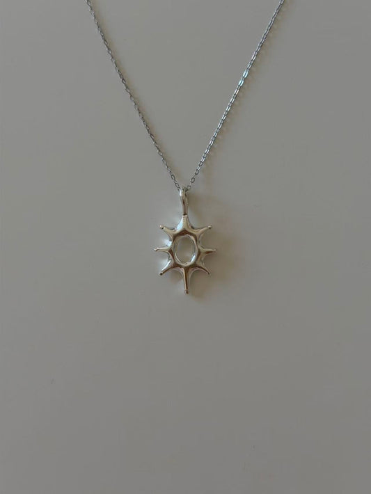 Handmade sterling silver Aster Pendant on a fine adjustable chain