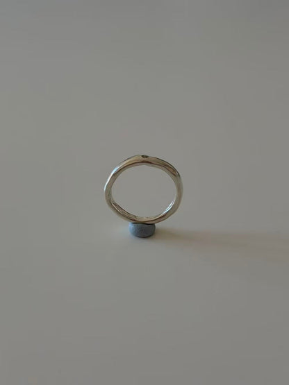 Alternative view of the Olive Gem Artisan Ring and hand-carved band