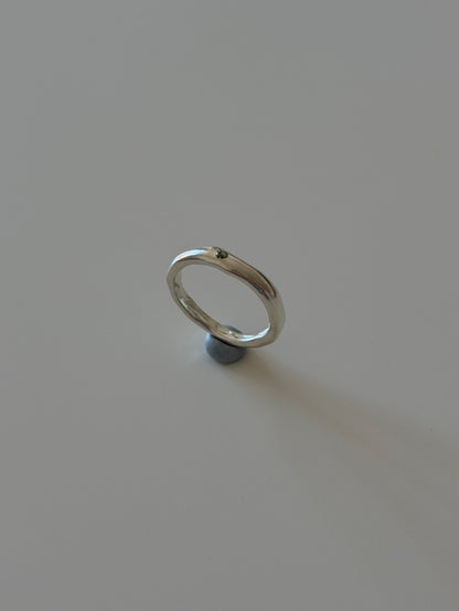 Handmade Olive Gem Artisan Ring shown from an alternative view